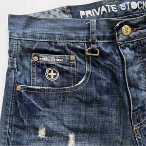 Private Stock OPS Jeans Men’s 32x32 Rare Embroidered Distressed Designer Denim